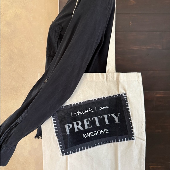 Canvas (I'm Pretty Awesome) Tote Bag- Cream, Size 15x16 - Picture 2 of 3